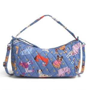 Vera Bradley Bark Park Mini Slouchy Crossbody Quilted Blue Patterned Women's Bag